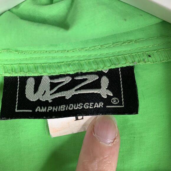 Uzzi Men's L Amphibious Track Jacket Y2K 90 Gear Neon Green Full Zip Long Sleeve - Picture 2 of 7